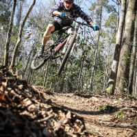 Man riding mountain bike