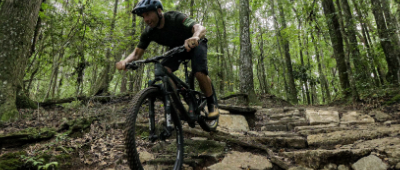 Dirt biking through trails