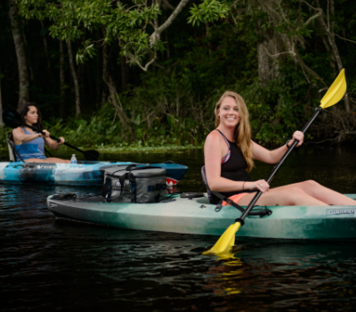 Two girls kayaking