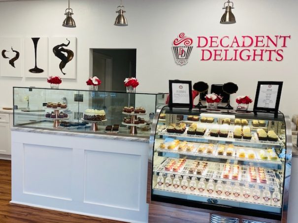 interior of decadent delights cupcakes shop