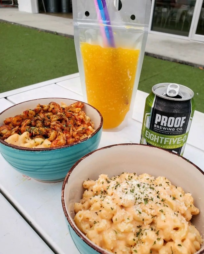 mac and cheese from tally mac shack proof beer and slushie from happy motoring