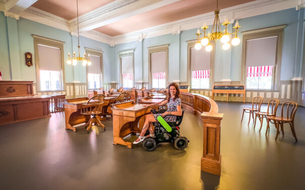 Sylvia Longmire inside Florida's Capital Building accessible travel