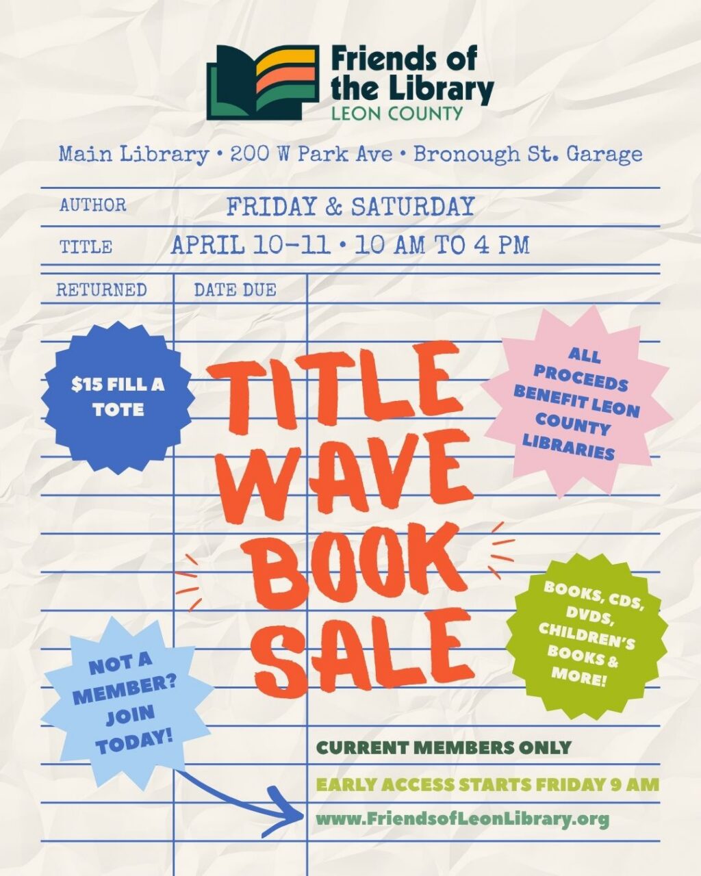 Spring Title Wave Book Sale
